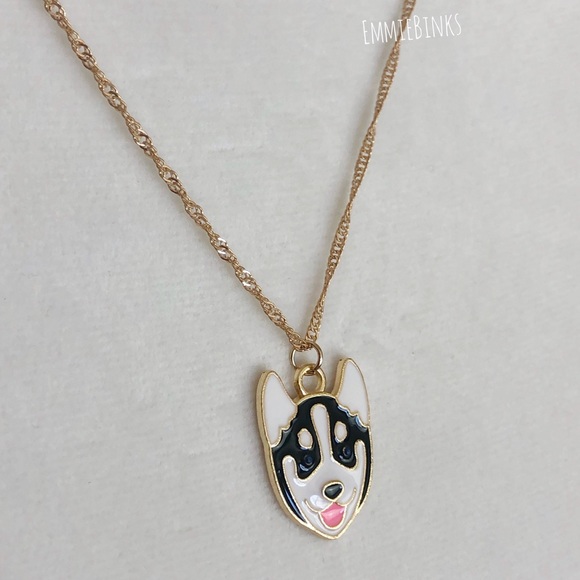 New ‘Puppy Love’ Siberian Husky Puppy Dog Pendant Necklace / Gold Plated Pup - Picture 7 of 13